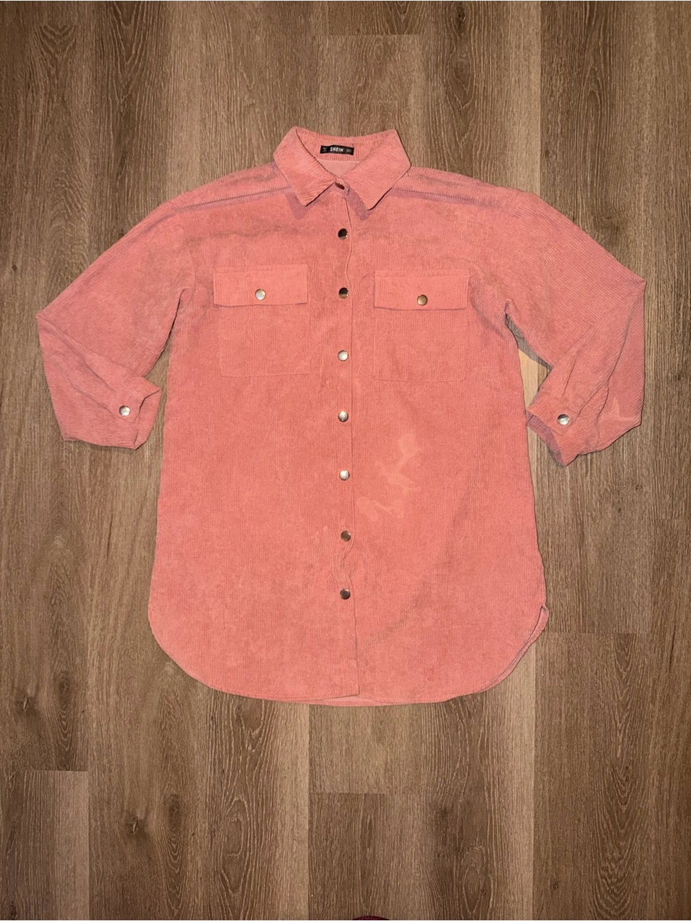 SHEIN Oversized Button-Down Shirt Dress – Size L | Pink